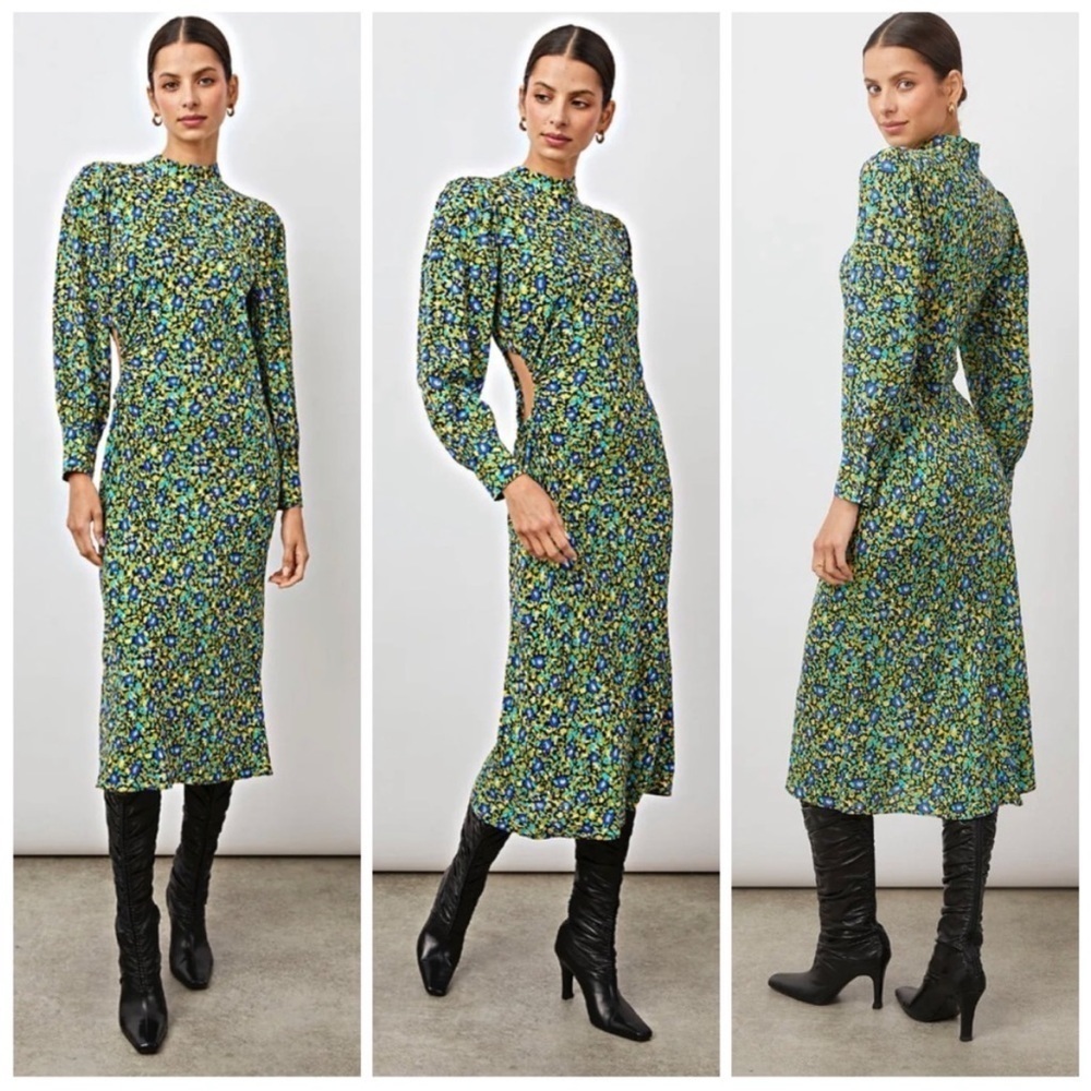 Rails Carmel Abstract Garden Cutout Floral Midi Dress Size M